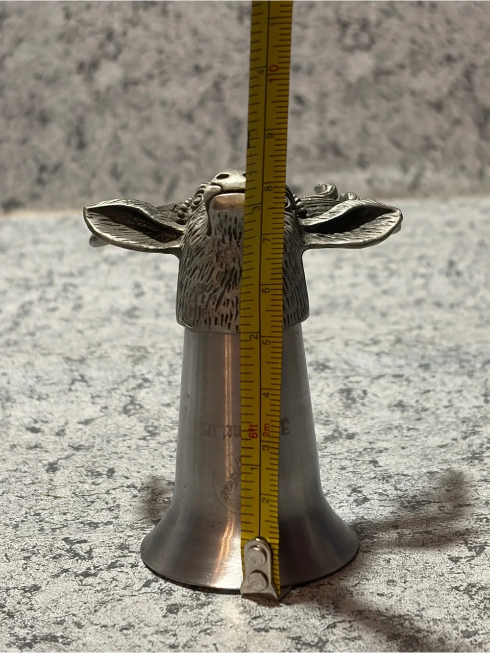 Vintage Jägermeister Pewter and Stainless Steel Stag Head Shot Glass and Jigger
